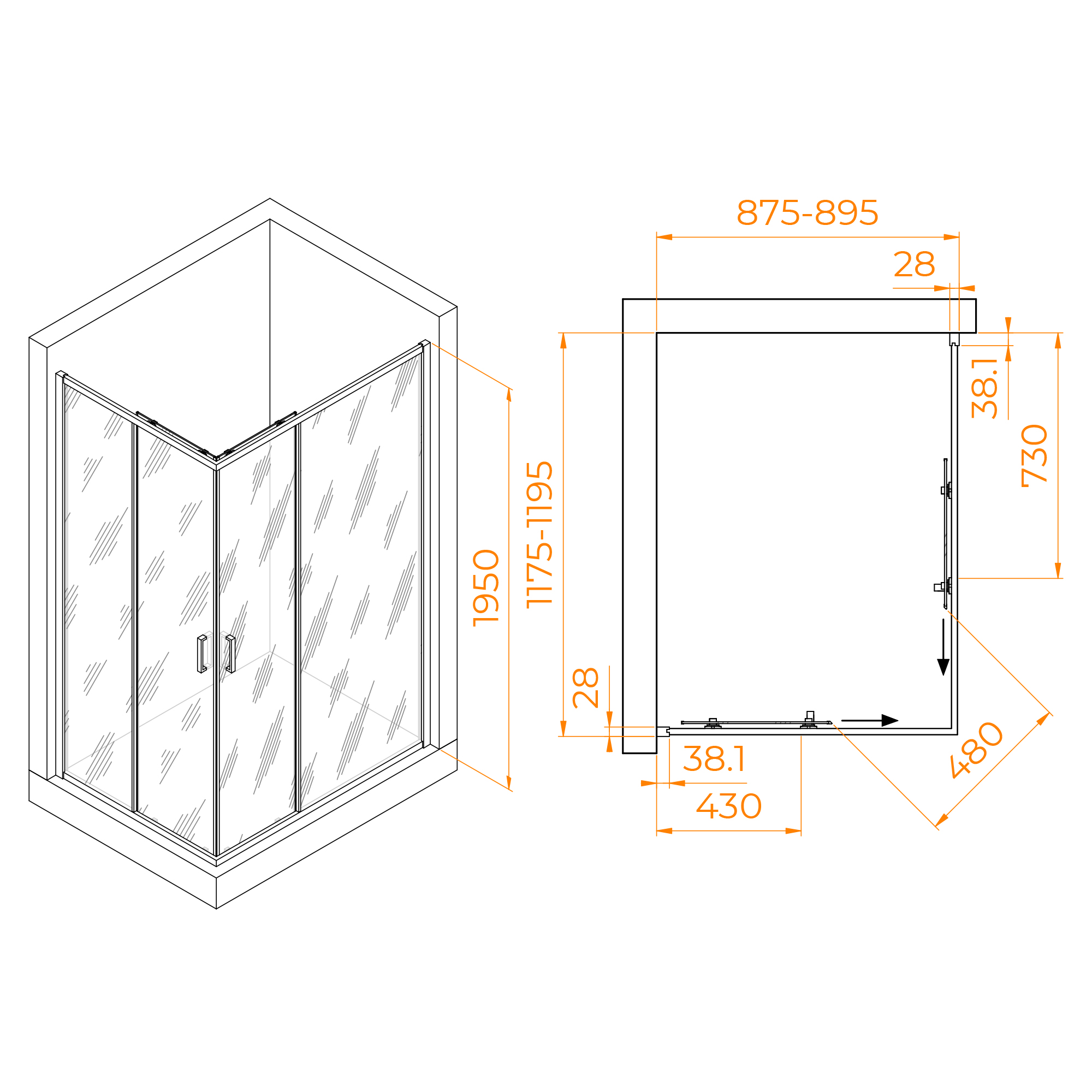 Душевой уголок RGW Passage PA-246B 90x120см 030824692-14 профиль чёрный, стекло прозрачное