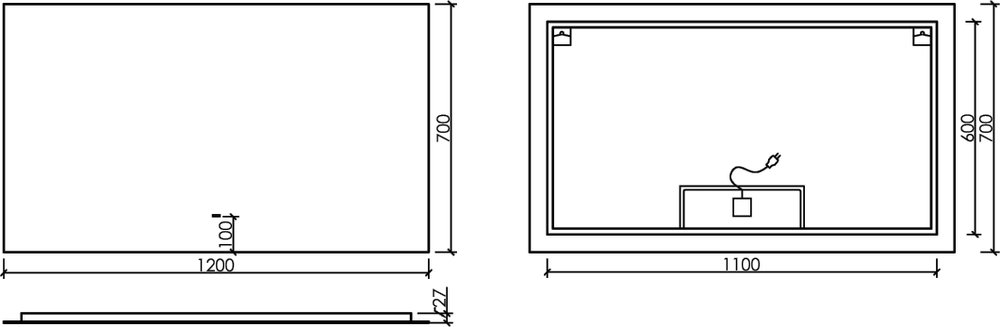 Зеркало Sancos 120х70 Square SQ1200 с подсветкой