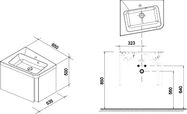 Тумба с раковиной Ravak 10° SD 10° 65 L белая