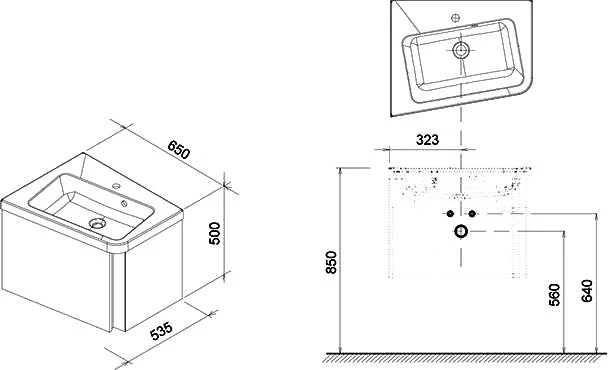 Тумба с раковиной Ravak 10° SD 10° 65 L белая