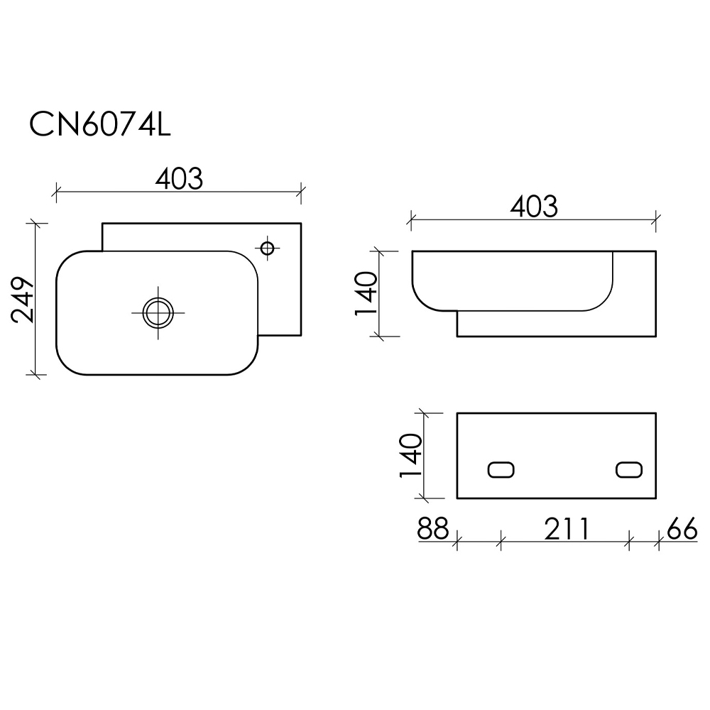 Раковина подвесная Ceramica Nova Element CN6074L белая глянец