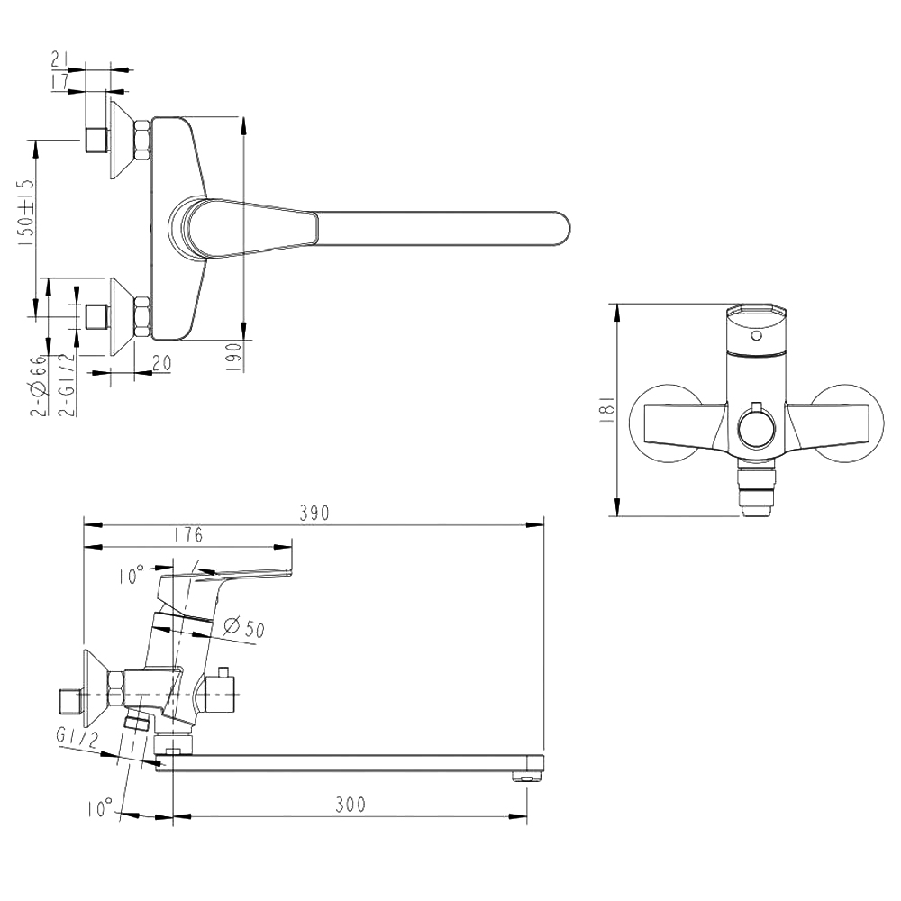 Смеситель для ванны с душем Bravat Line F65299C-1L хром