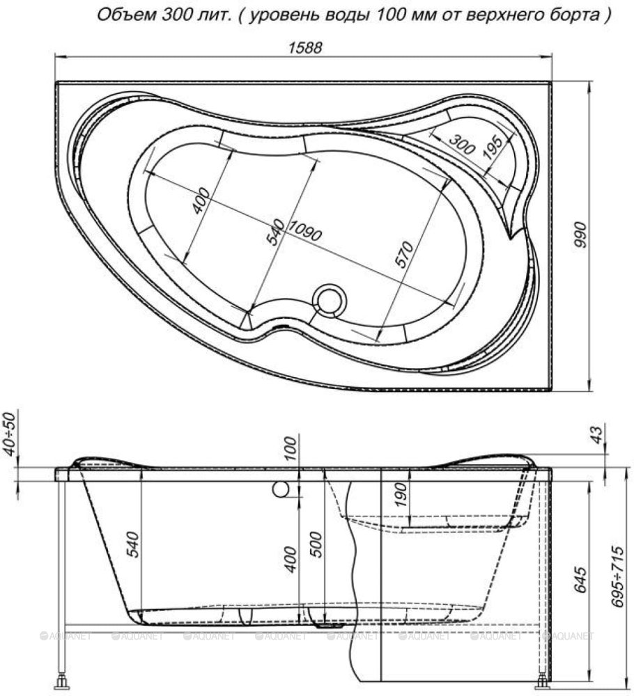 Экран Aquanet Capri 160см 00176555 правый, белый