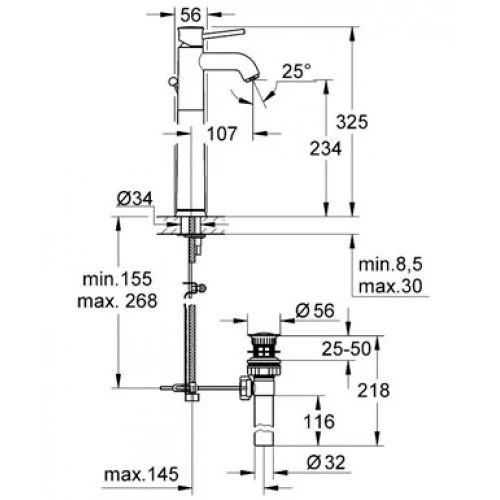 Смеситель для раковины Grohe BauClassic 32868000 хром