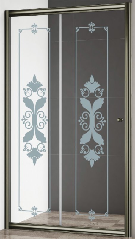 Душевая дверь в нишу Cezares 120см GIUBILEO-BF-1-120-CP-Br профиль бронзовый, стекло прозрачное/узор