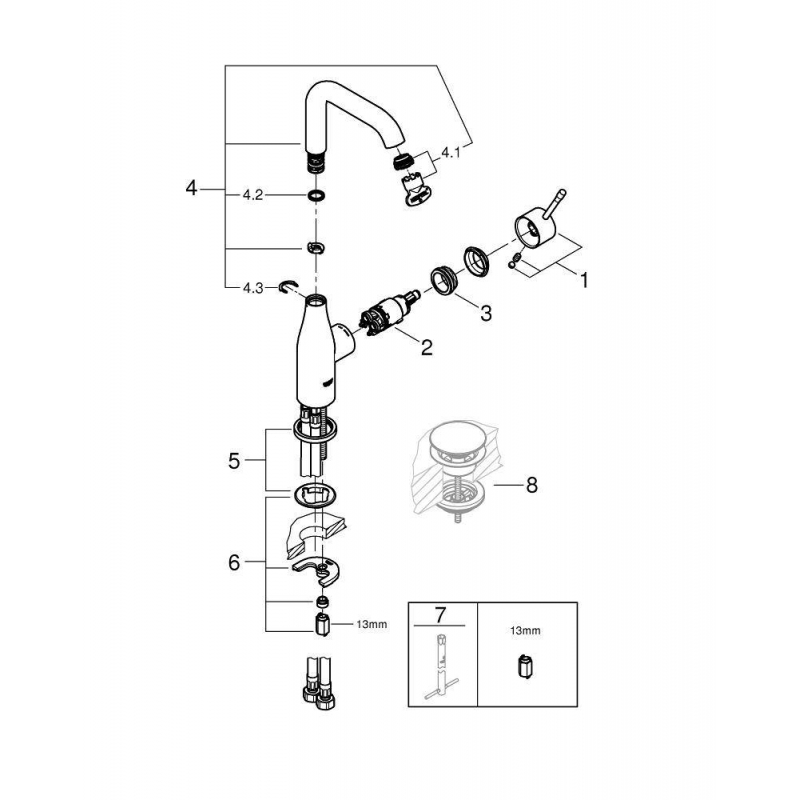 Смеситель для раковины Grohe Essence New 23541001 хром