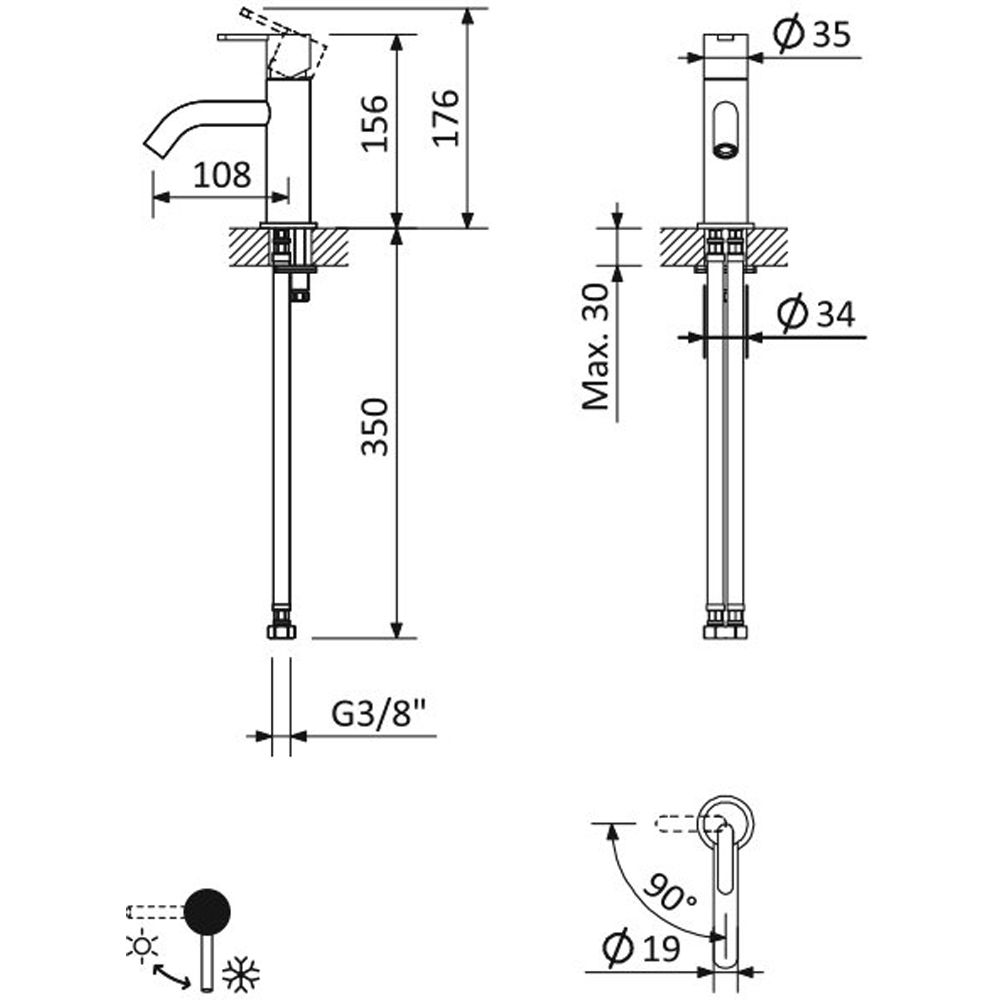 Смеситель для раковины Cezares Leaf LEAF-LSM2-PO золото