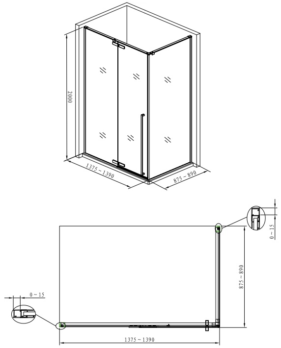 Душевой уголок Allen Brau Fantasy 140x90см 3.11004-00 профиль хром, стекло прозрачное