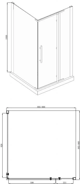 Душевой уголок Bravat Blackline 90x90см BS090.3113A профиль черный, стекло прозрачное