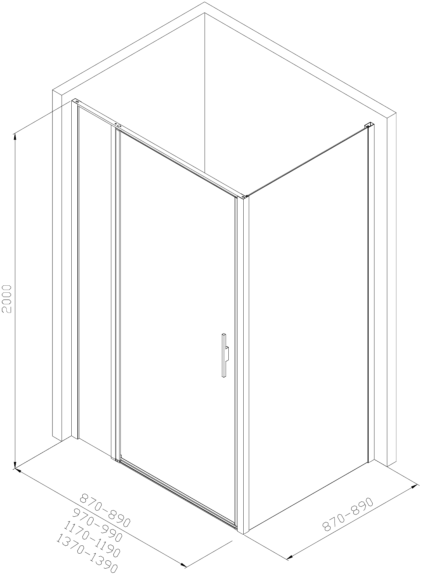 Душевой уголок Allen Brau Priority 140x90 3.31012.BBA+3.31018.BBA профиль черный, стекло прозрачное