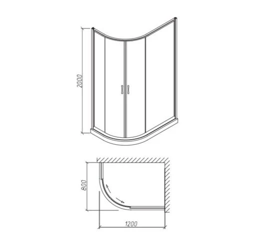 Душевой уголок Orans 80x120см SR-1952 R профиль хром, стекло прозрачное