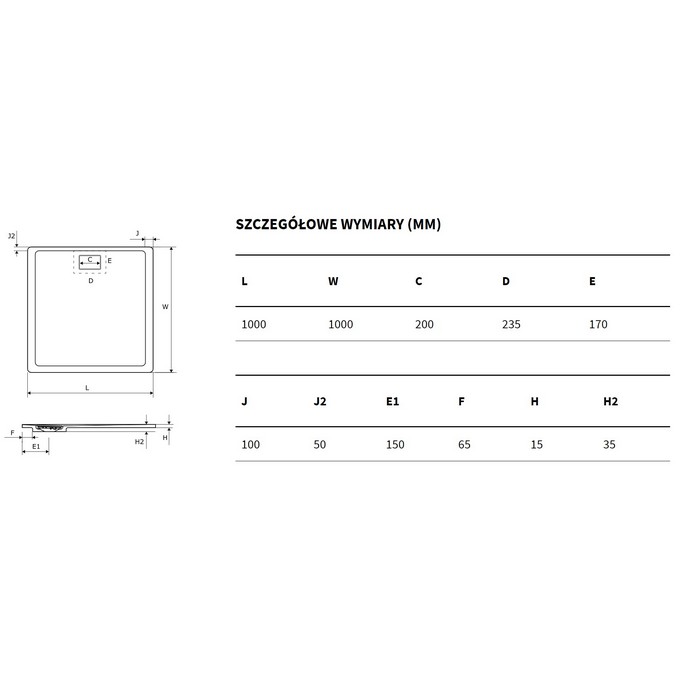 Душевой поддон Excellent Lavano 100x100см BREX.1102.100.100.CAN бежевый