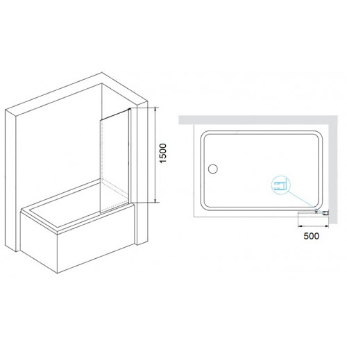 Шторка на ванну RGW Screens SC-056 50x150см 351105650-11 профиль хром, стекло прозрачное