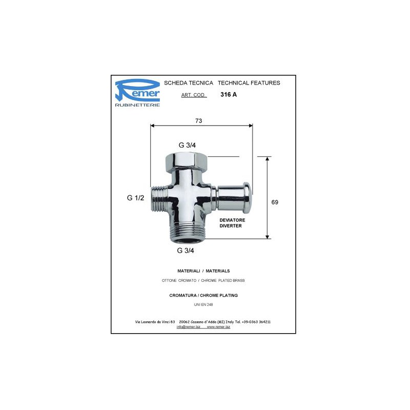Дивертор Remer RR316AA