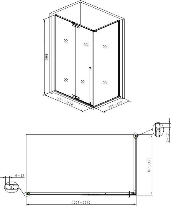 Душевой уголок Allen Brau Fantasy 160x90см 3.11005-00 профиль хром, стекло прозрачное