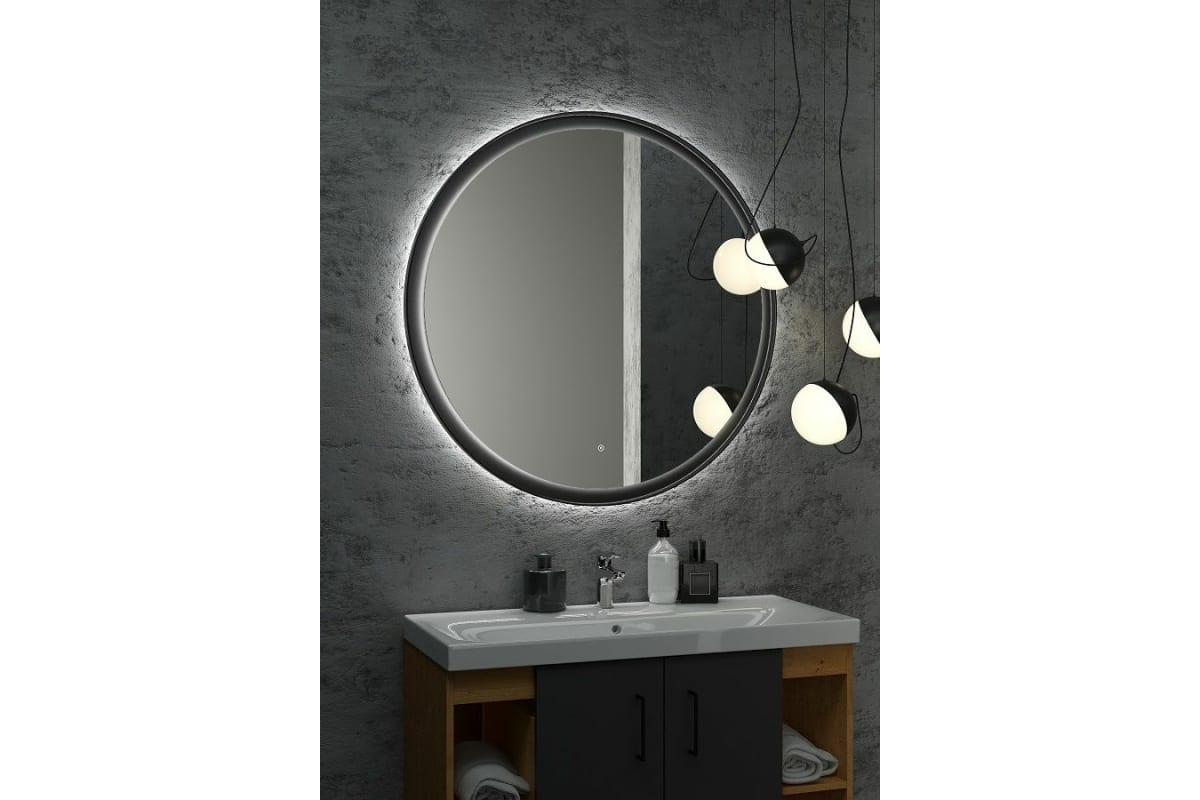 Зеркало Art&max Napoli AM-Nap-1000-DS-F с подсветкой, черное