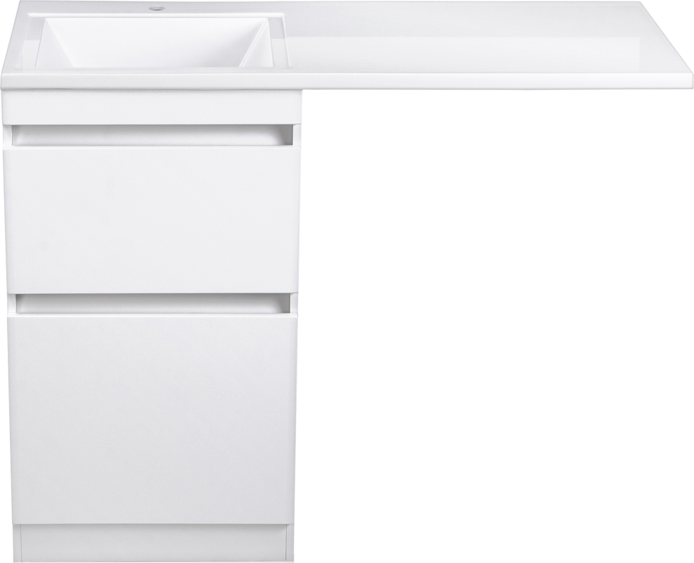 Тумба с раковиной Style Line Даллас 110 напольная, левая, эмаль, белый глянец