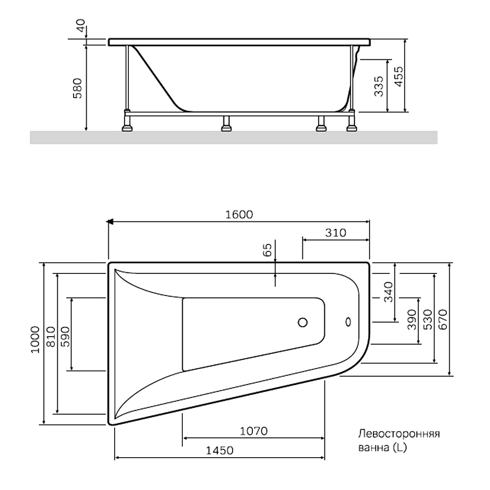 Экран AM.PM Spirit 160x100 W72A-160L100W-P2 левый, белый