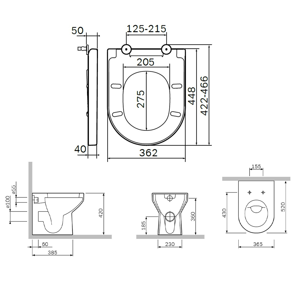 Унитаз приставной AM.PM Spirit 2.0 C701438WH белый глянец