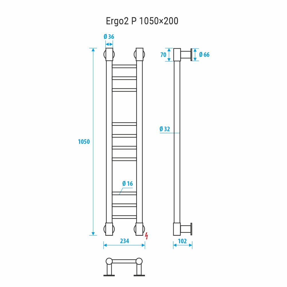 Полотенцесушитель электрический Energy ERGO2 P 105х20 см EETRERGO2P105200000 хром