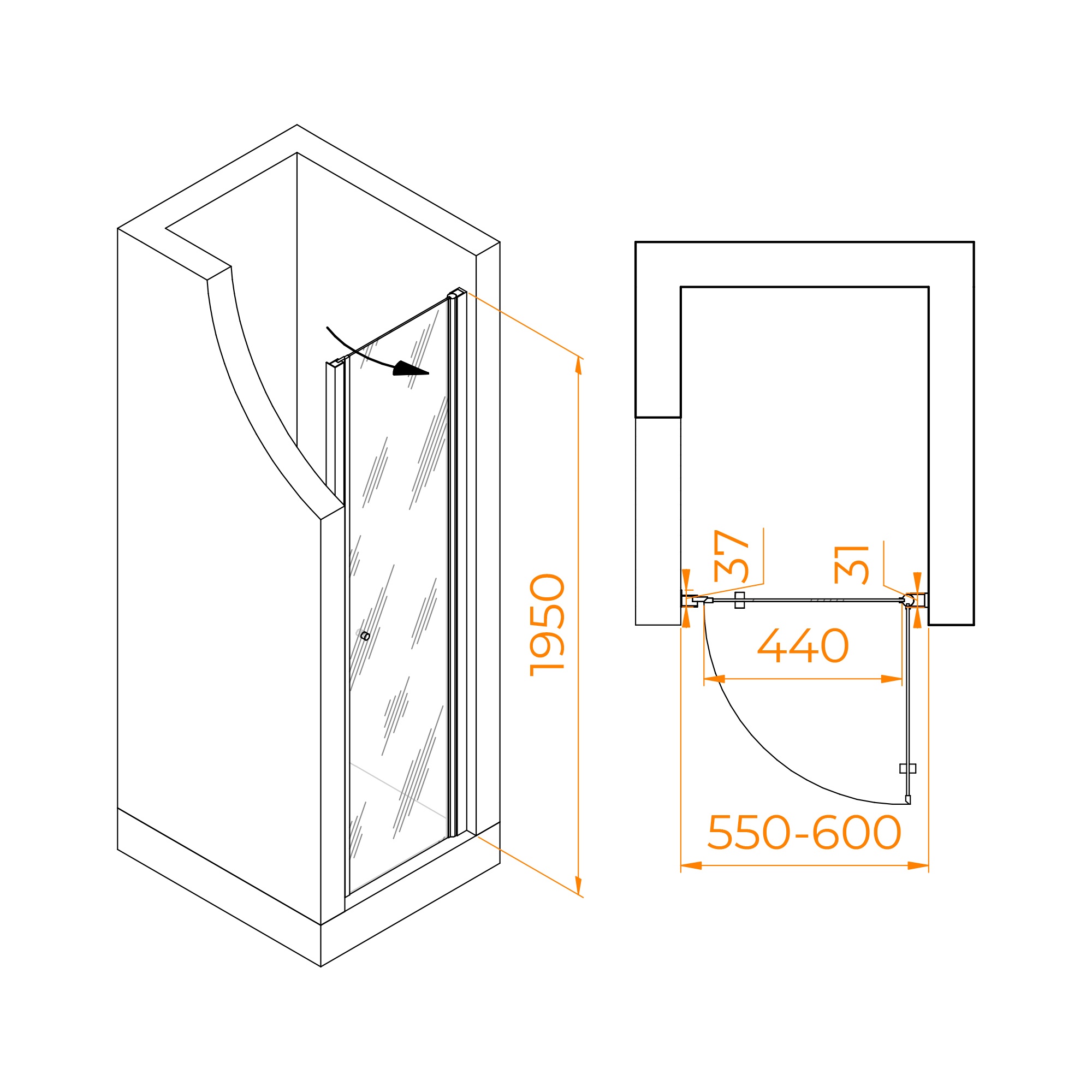Душевая дверь в нишу RGW Dolphin TN-03 60см 54930306-11 профиль хром, стекло прозрачное