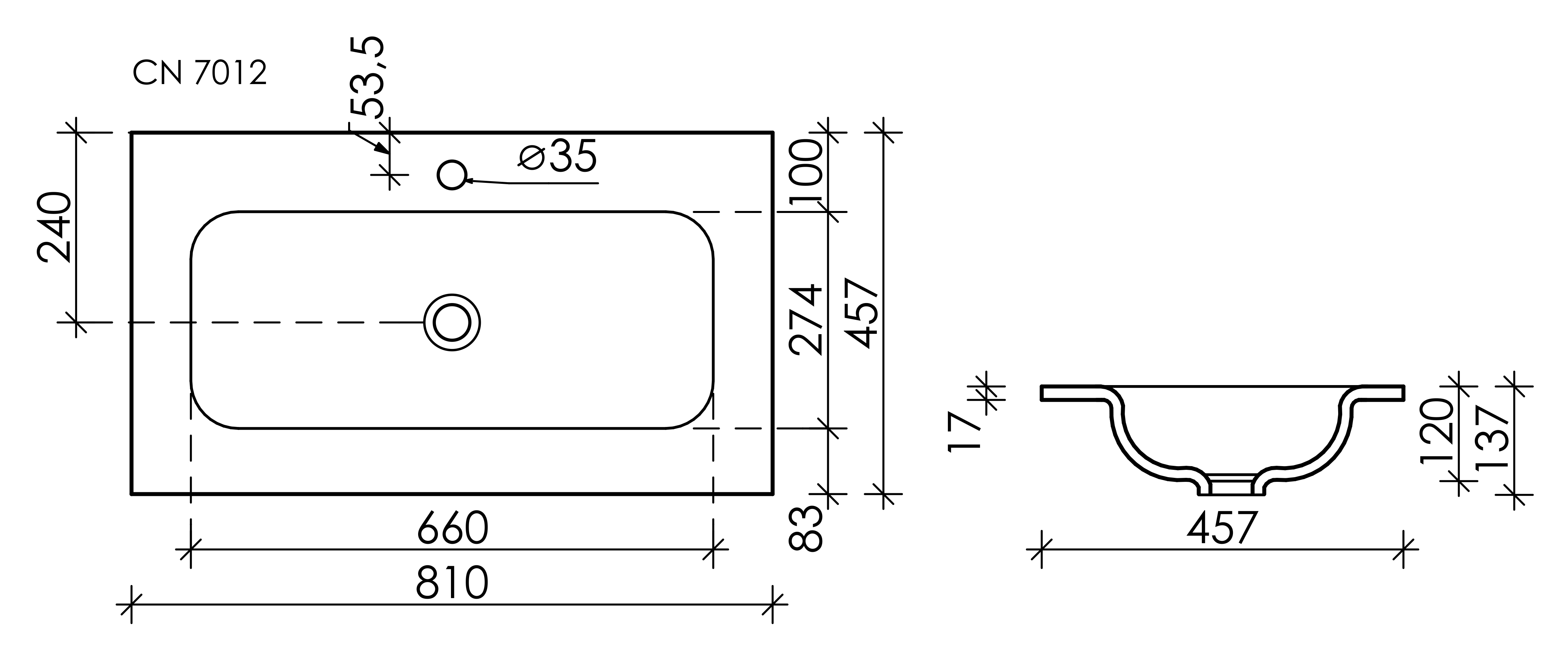 Раковина встраиваемая Ceramica Nova Grace 80см CN7012MB черная матовая