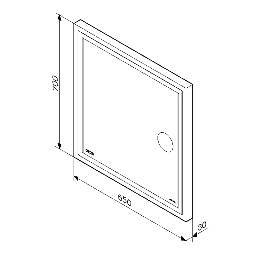 Зеркало AM.PM Gem 65 M91AMOX0653WG с подсветкой, с часами, серебро