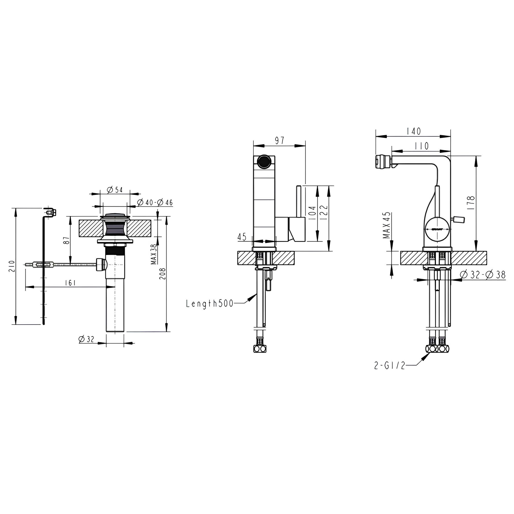 Смеситель для биде Bravat Arc F36061K-ENG черный матовый