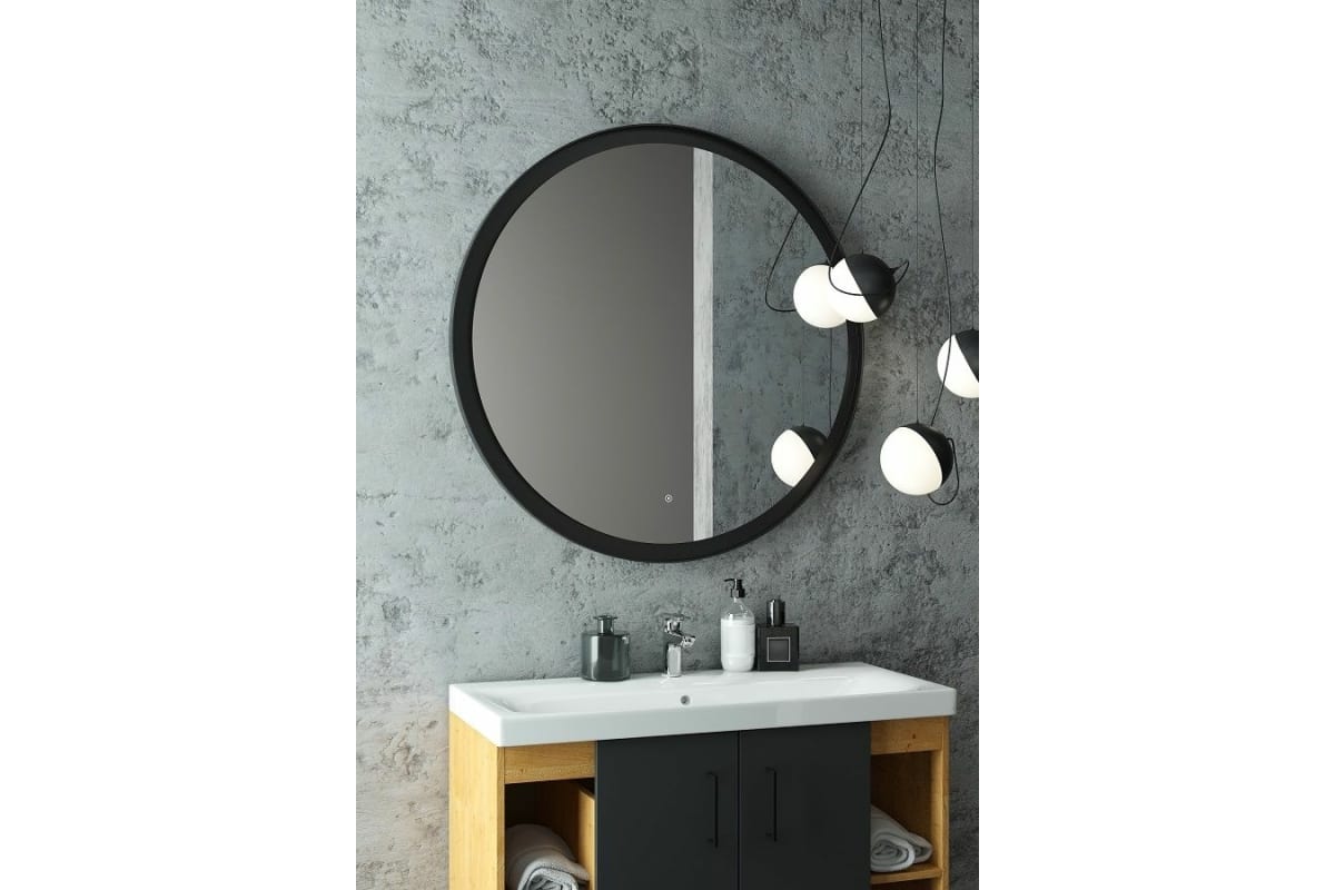 Зеркало Art&max Napoli AM-Nap-1000-DS-F с подсветкой, черное