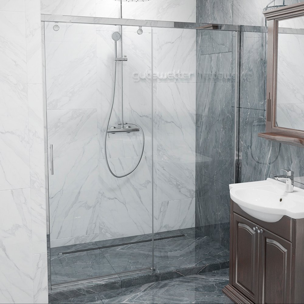 Душевая дверь в нишу GuteWetter Slide Door 155 см GK-862 профиль хром, стекло прозрачное