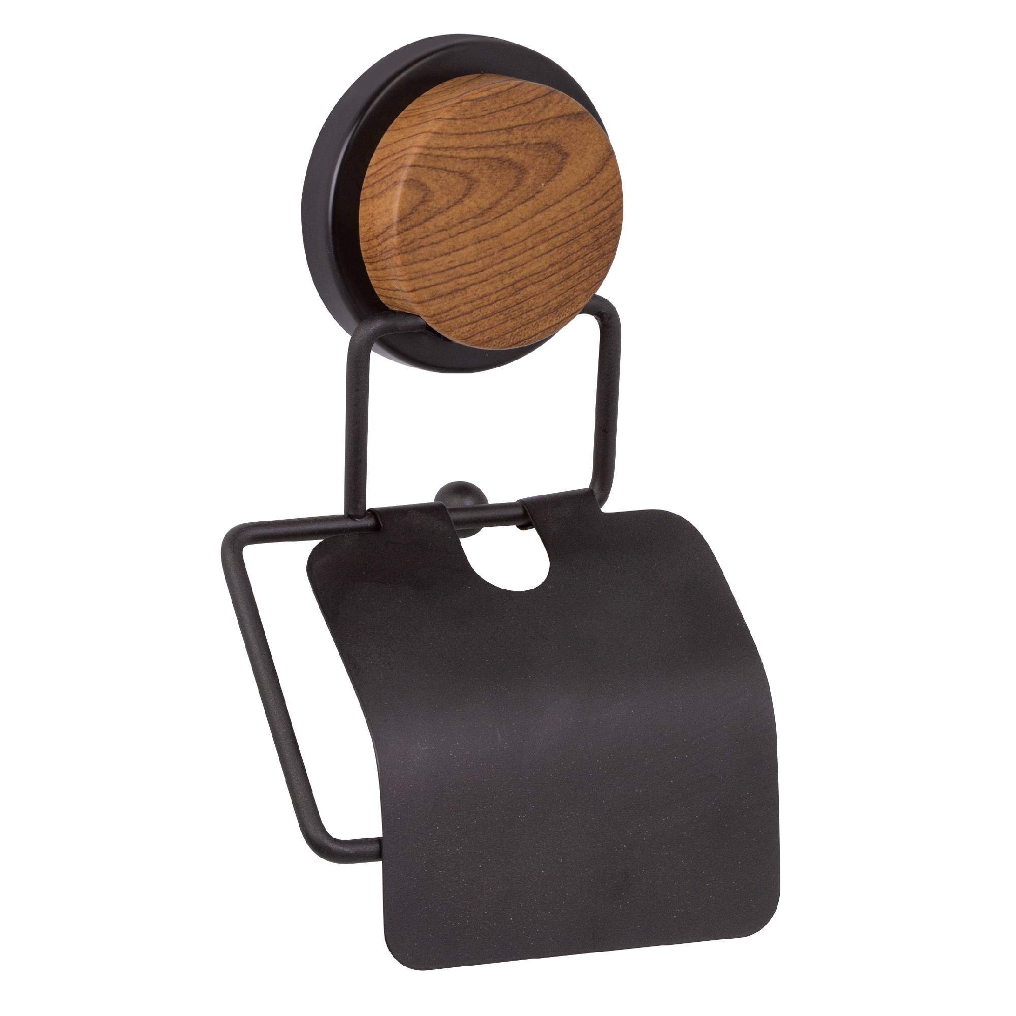 Держатель туалетной бумаги Fixsen Magic Wood FX-46010 с крышкой, черный матовы