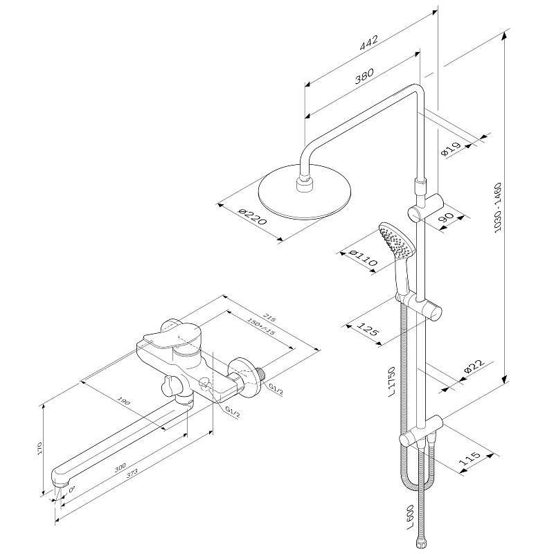 Душевая стойка AM.PM X-Joy F40885A94 хром