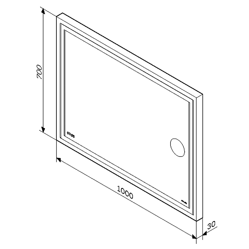 Зеркало AM.PM Gem 100 M91AMOX1003WG с подсветкой, с часами, серебро