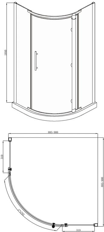 Душевой уголок Bravat Blackline 90x90см BS090.1110A профиль черный, стекло прозрачное