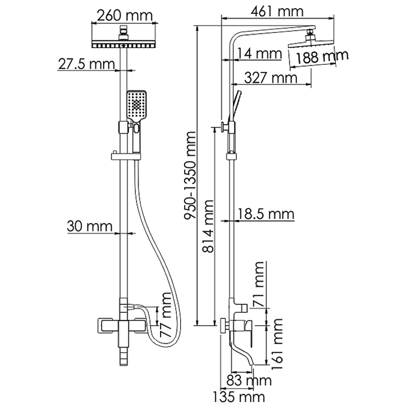 Душевая стойка Wasserkraft A16501 хром