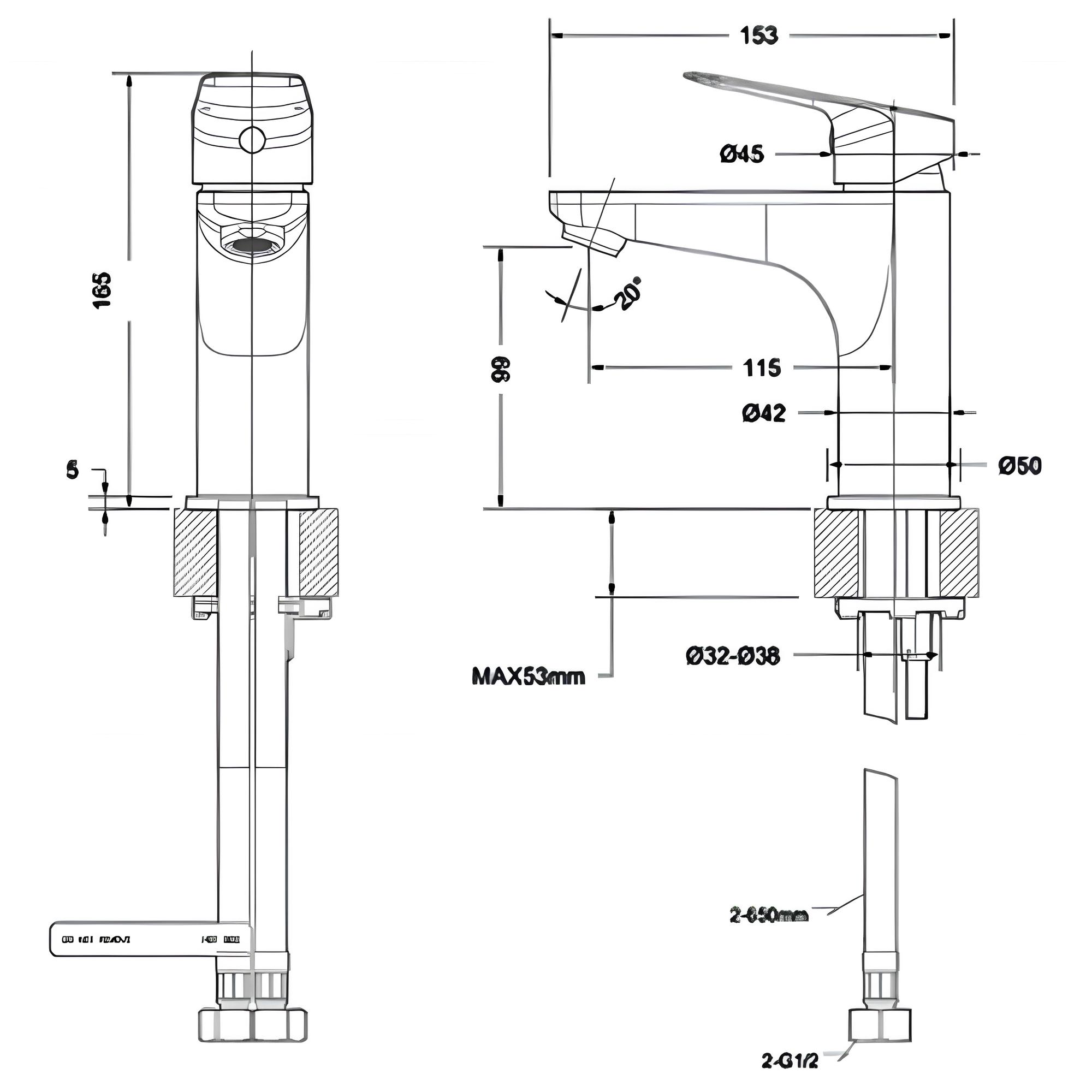 Смеситель для раковины Bravat Rhein F1429564CP-9-ENG хром