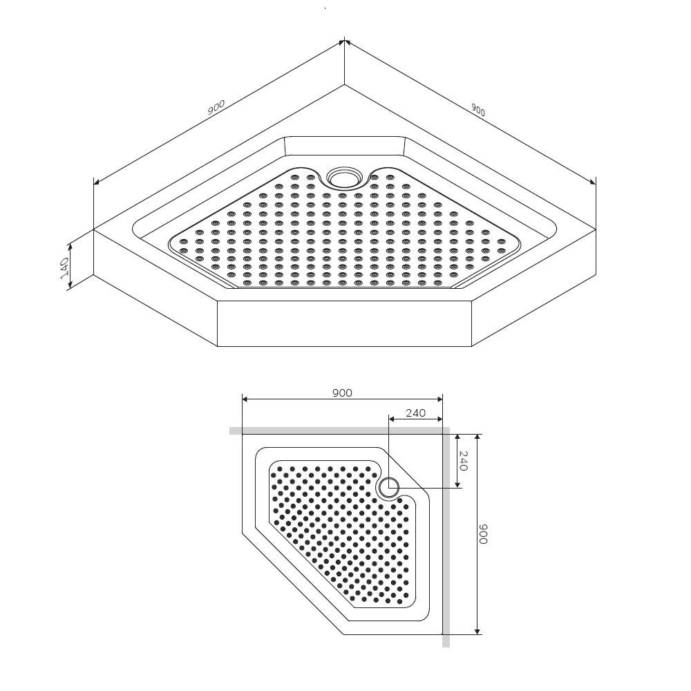 Душевой поддон Damixa Skyline 90x90см DX35WT-405-090MT белый