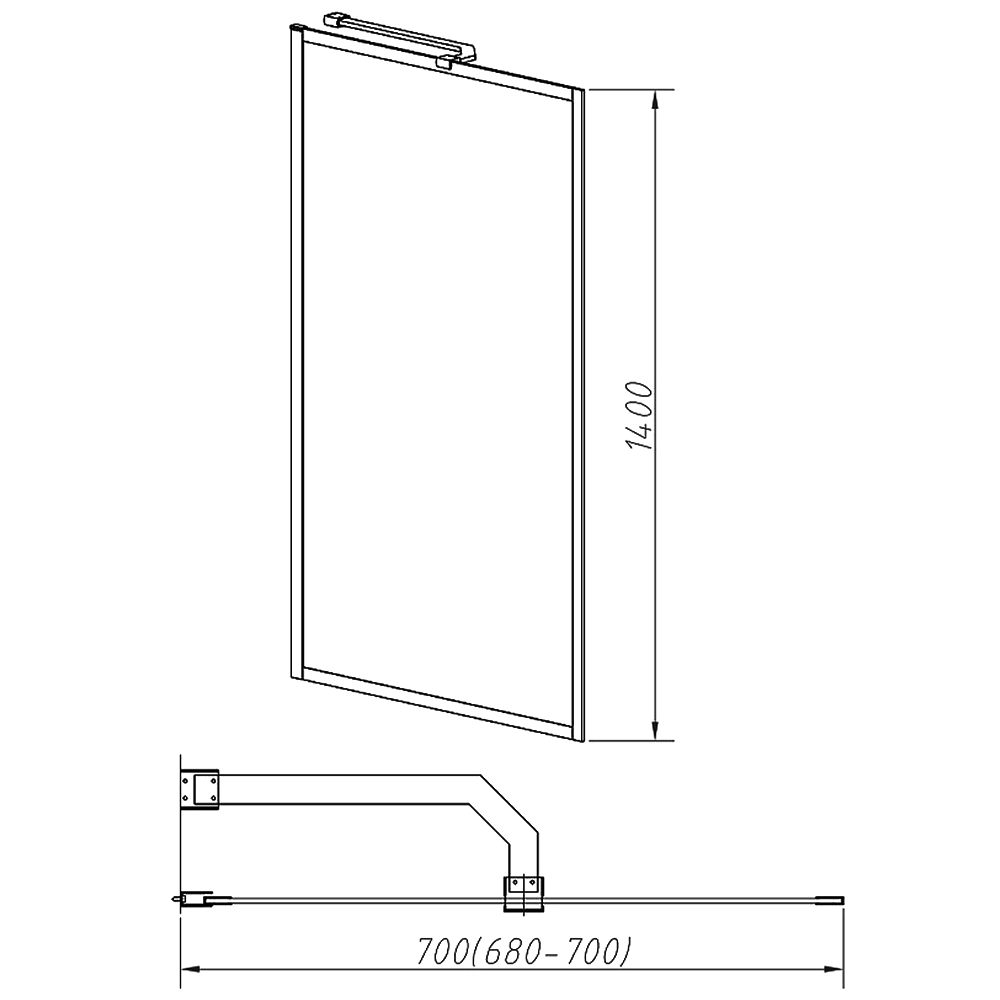 Шторка на ванну Vincea City 70x140 VSB-41700CLB профиль черный матовый, стекло прозрачное