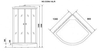 Душевая кабина Niagara Classic 130х90см NG-33394L профиль серебро