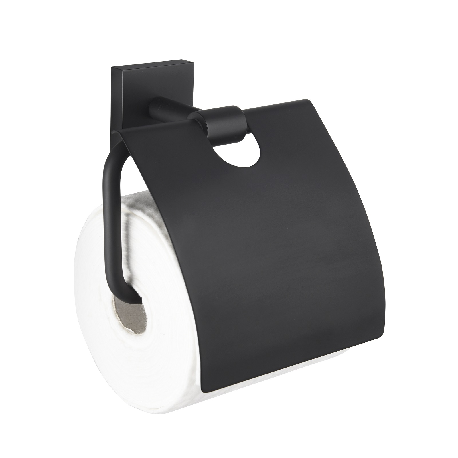Держатель туалетной бумаги Timo Selene 12042/03 с крышкой, черный матовый