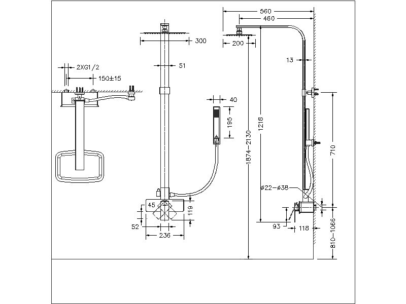 Душевая стойка Bravat Phillis F956101C-A-ENG хром