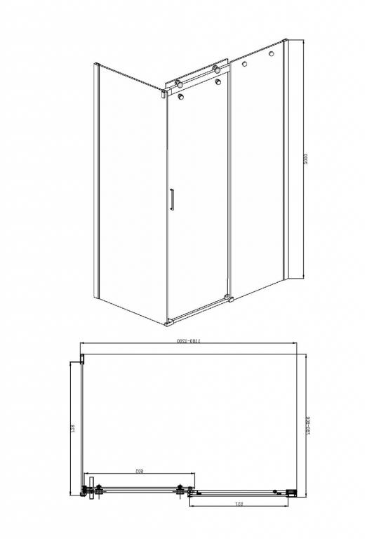 Душевой уголок Bravat Wave 120x80см BS120.3102S профиль хром, стекло прозрачное
