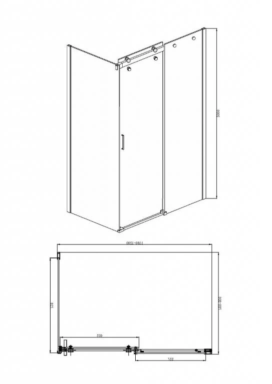 Душевой уголок Bravat Wave 120x80см BS120.3102S профиль хром, стекло прозрачное