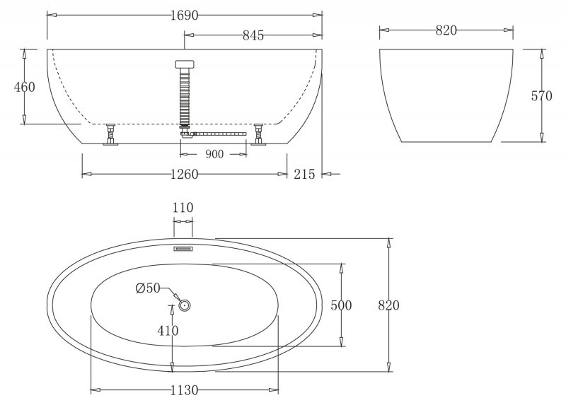 Акриловая ванна BelBagno 170x82 BB69-1700-W0 белая глянцевая