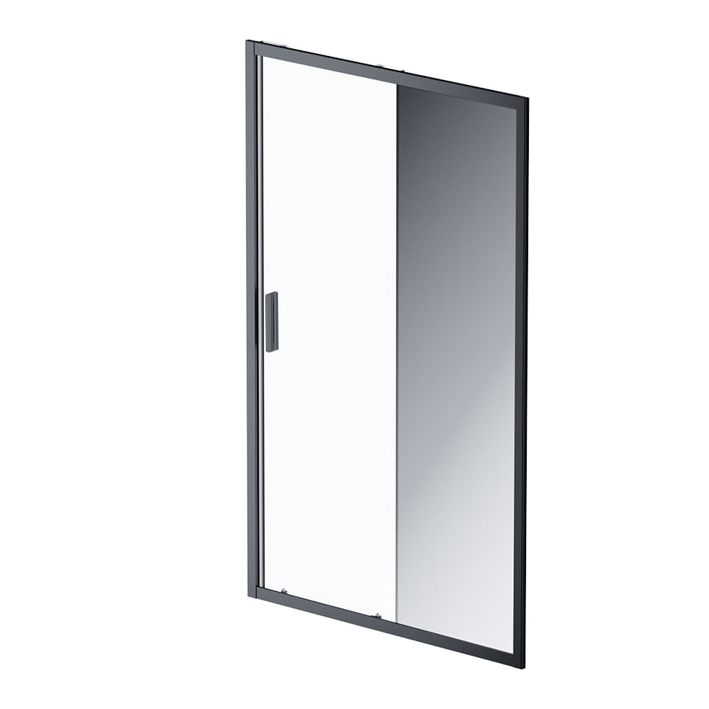 Дверь душевая в нишу AM.PM Gem 120см W90G-120-1-195BMir профиль черный, стекло прозрачное/зеркальное