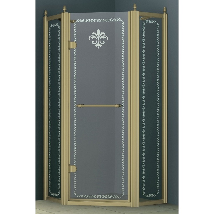 Душевой уголок Cezares Retro 90x90см RETRO-A-P-1-90-CP-Br-L бронза, стекло прозрачное с узором
