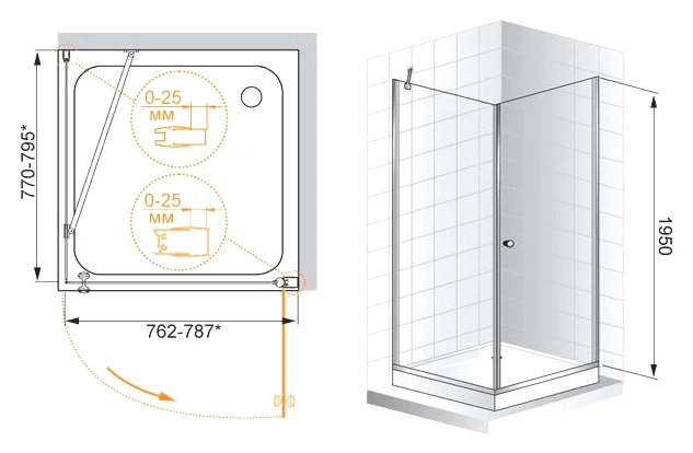 Душевой уголок Cezares Triumph 80x80см TRIUMPH-D-A-1-80-P-Cr-R профиль хром, стекло рифленое