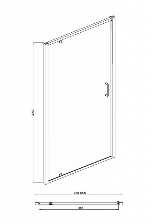 Душевая дверь в нишу Bravat Line 100x200см BD100.4111A профиль хром, стекло прозрачное