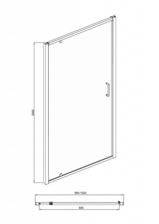 Душевая дверь в нишу Bravat Line 100x200см BD100.4111A профиль хром, стекло прозрачное