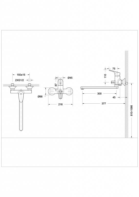 Смеситель для ванны с душем Bravat Arc F66061C-01A-ENG хром
